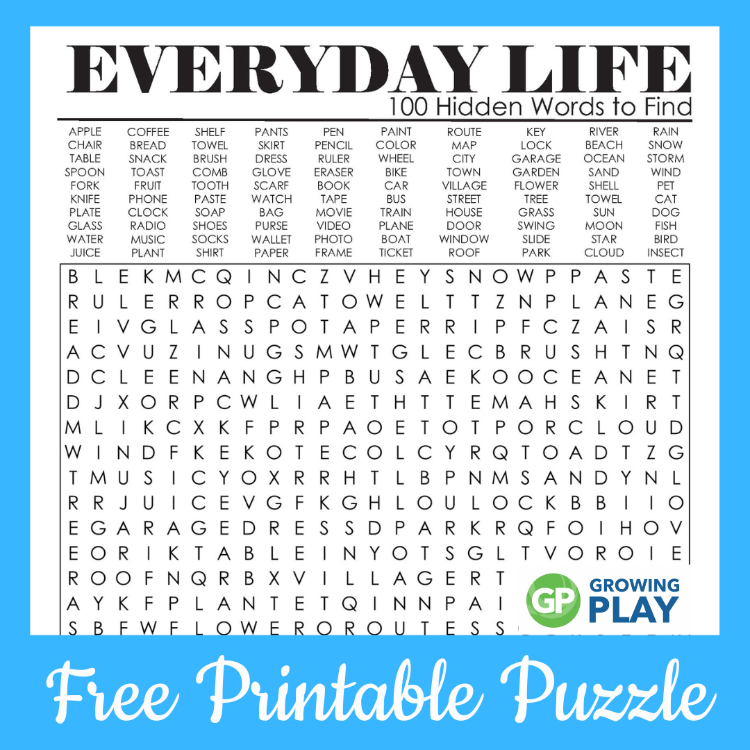 100 Hard Word Search Puzzles Printable - Free - Growing Play throughout Free Printable Word Finds For Adults
