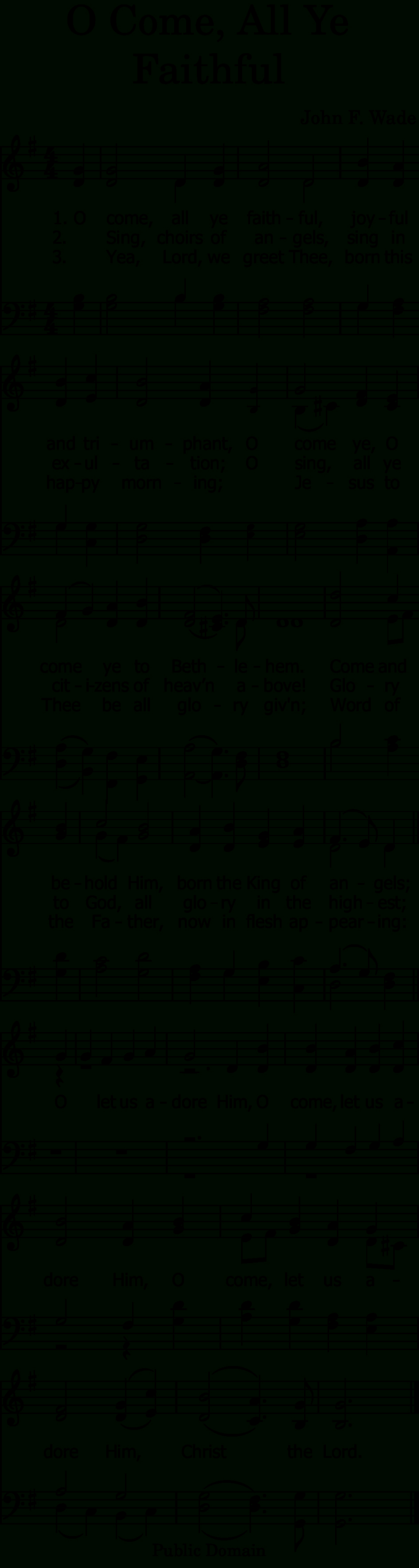 1045: O Come, All Ye Faithful — G Major | Mobile Hymns regarding O Come All Ye Faithful Lyrics Printable