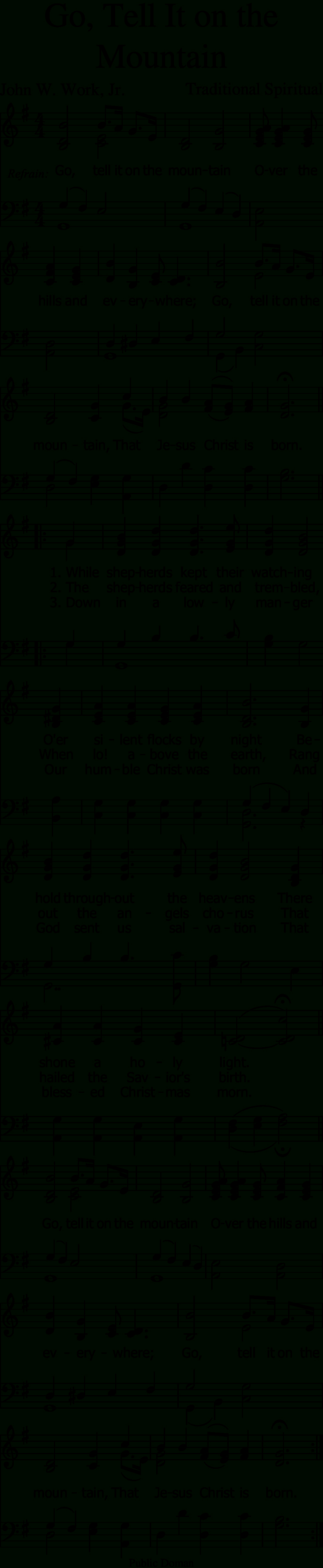 1048: Go Tell It On The Mountain | Mobile Hymns with Printable Lyrics For Go Tell It on the Mountain