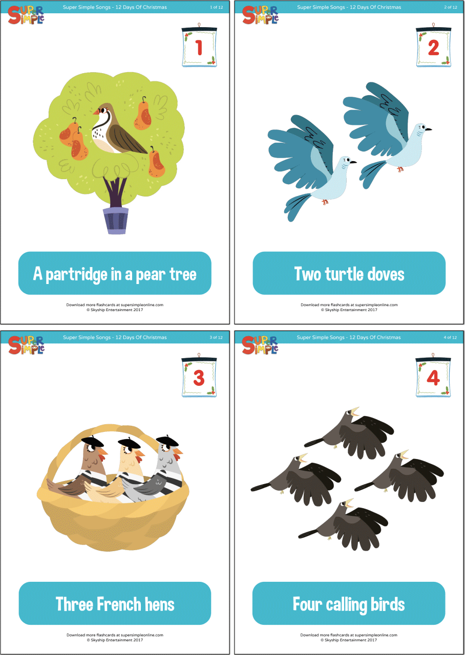 12 Days Of Christmas Flashcards - Super Simple for Printable 12 Days Of Christmas Images Free Download