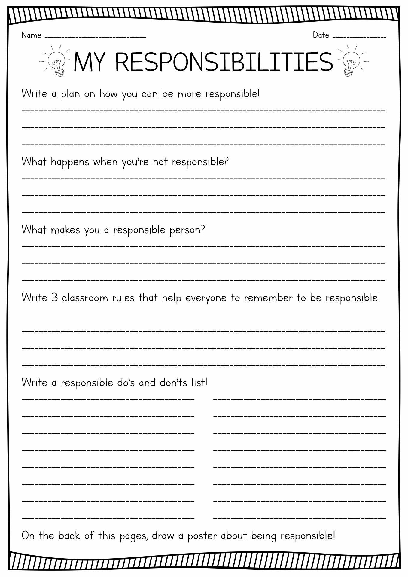13 Printable Worksheets On Responsibility - Free Pdf At Worksheeto pertaining to Free Printable Responsibility Worksheets