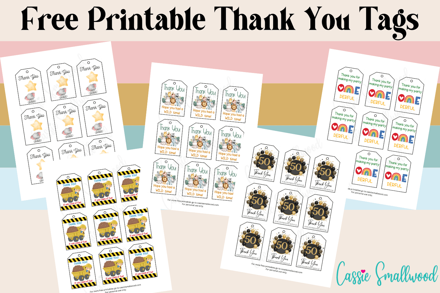 15 Insanely Cute Thank You Tags (Free Printable) - Cassie Smallwood regarding Free Printable Thank You Labels