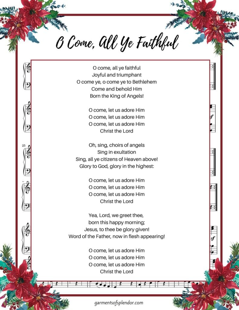 17 Beautiful Christmas Hymns To Uplift Your Soul (With Free in Printable Lyrics to O Come All Ye Faithful