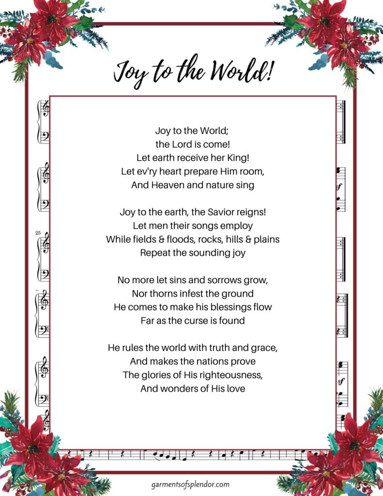 17 Beautiful Christmas Hymns To Uplift Your Soul (With Free with Printable Lyrics Joy to the World