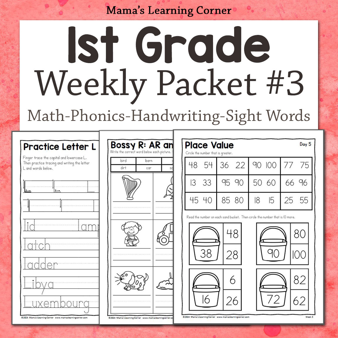 1St Grade Weekly Worksheet Packet #3 - Mamas Learning Corner throughout Free Printable Worksheets For First Graders