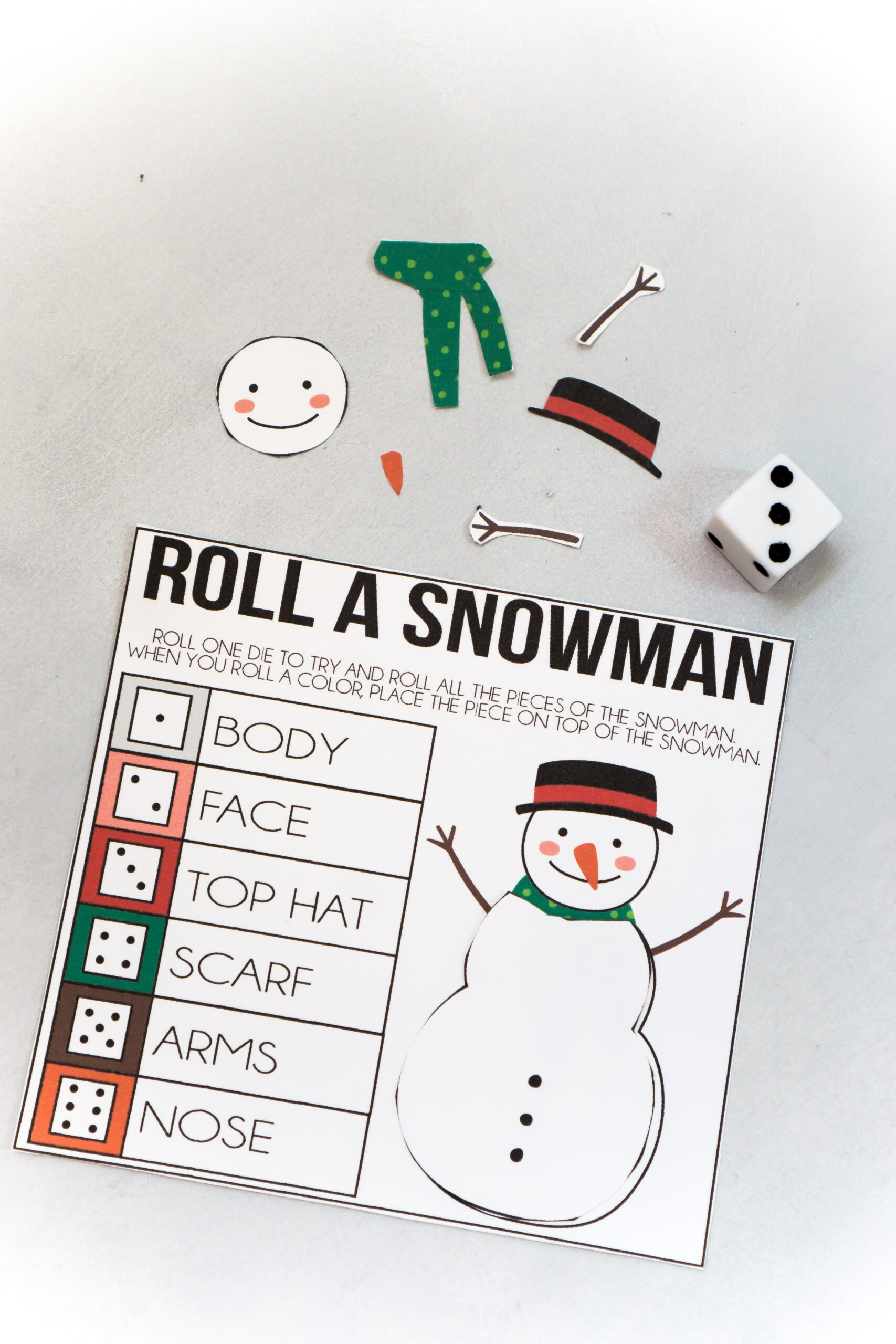 2 Fun Roll A Snowman Game Ideas {Free Printable} - Play Party Plan within Roll a Snowman Dice Game Free Printable