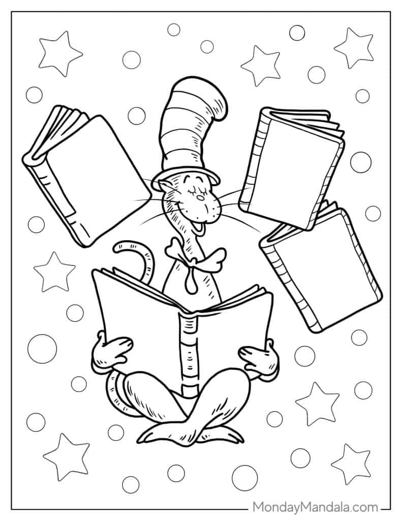 20 Cat In The Hat Coloring Pages (Free Pdf Printables) inside Cat In The Hat Printable Pictures
