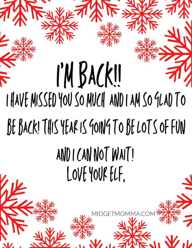 20 Free I'M Back Elf On The Shelf Arrival Letter Printables for I'M Back Elf Letter Printable