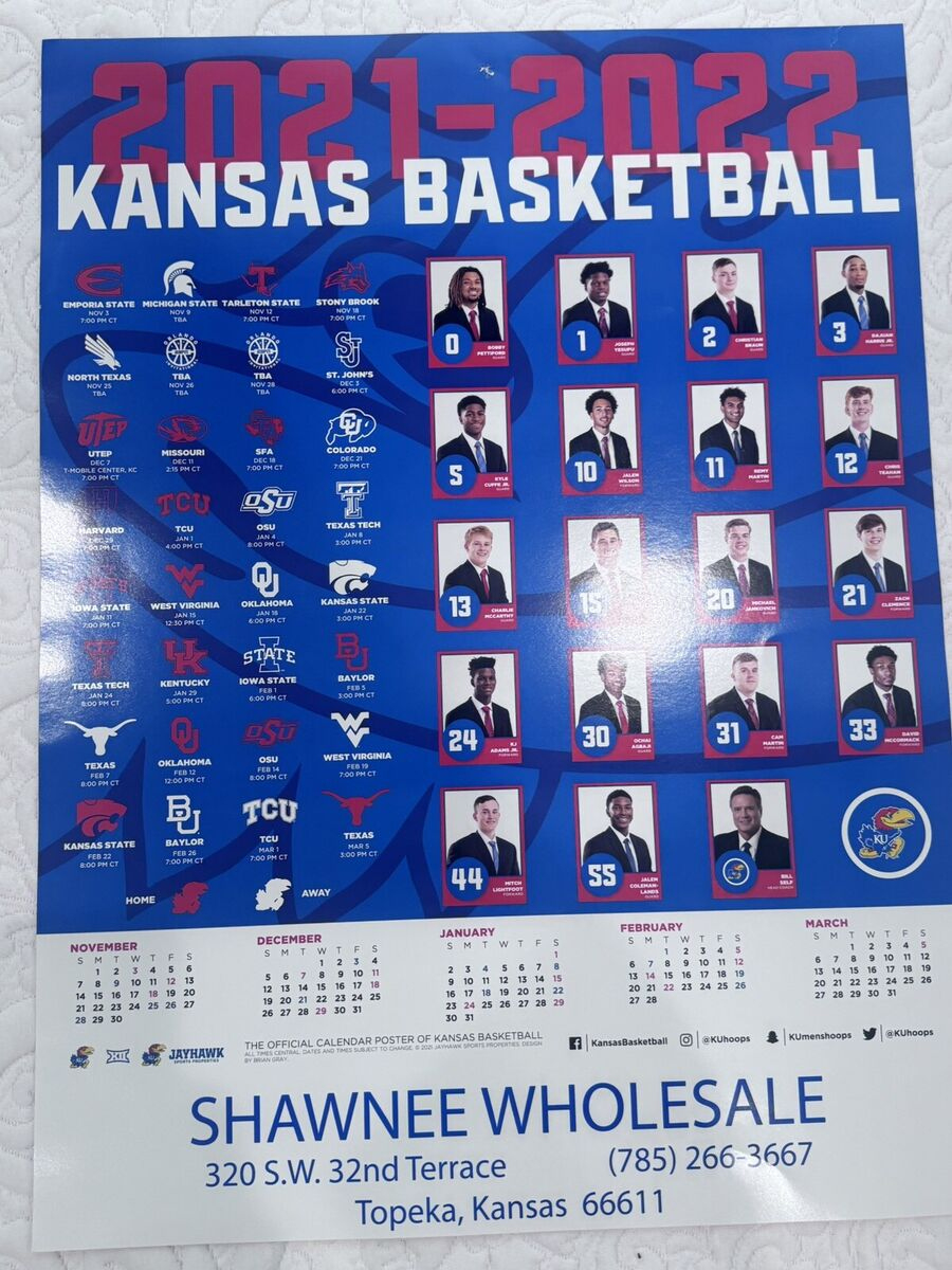 2021-2022 Kansas Jayhawks Ku Basketball Poster Schedule Team within Kansas Jayhawks Basketball Schedule Printable