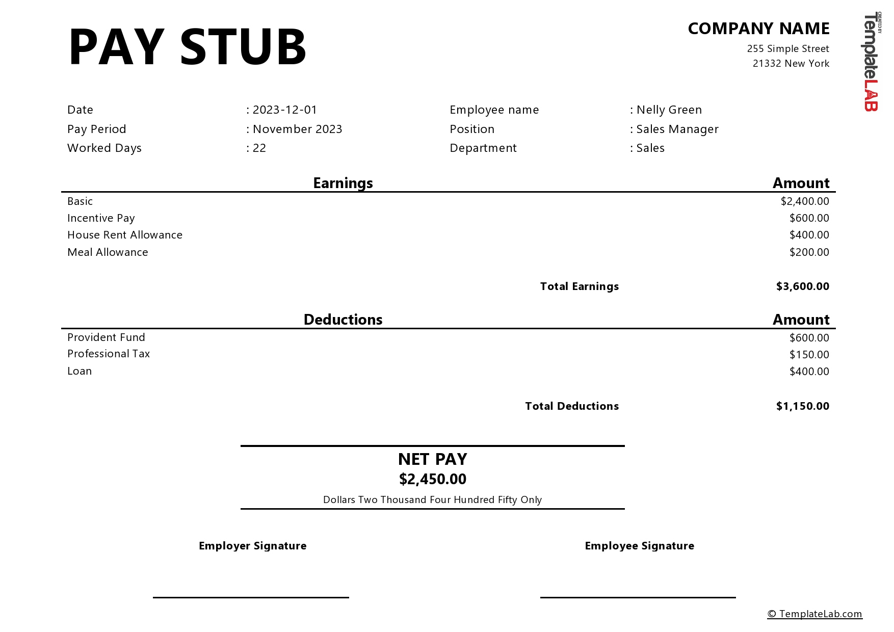 24 Free Pay Stub Templates [Word, Excel, Pdf] - Templatelab intended for Free Pay Stub Generator Printable