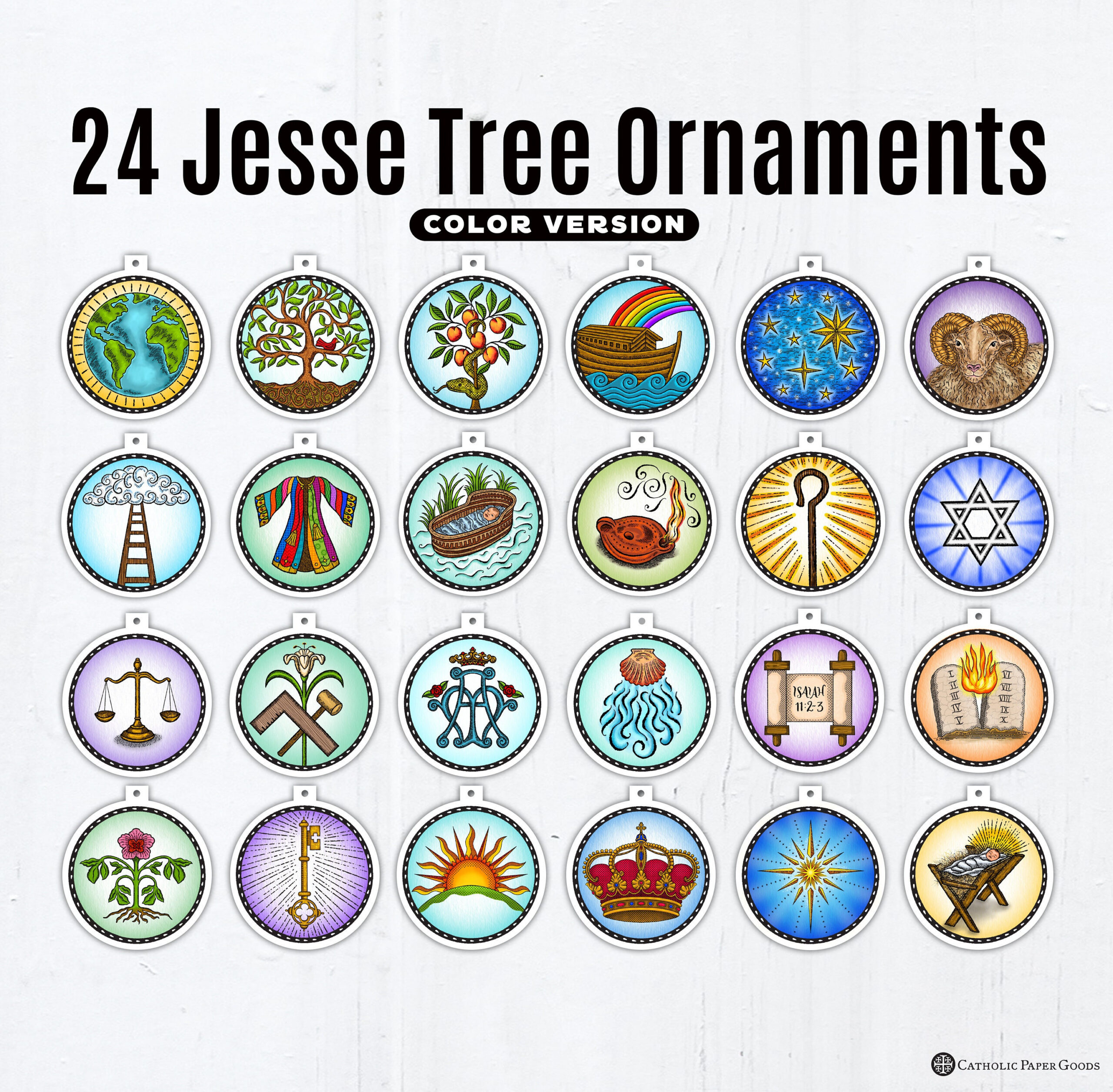 24 Printable Jesse Tree Ornaments: Catholic Advent Decor (Pdf regarding Printable Jesse Tree Symbols And Meanings