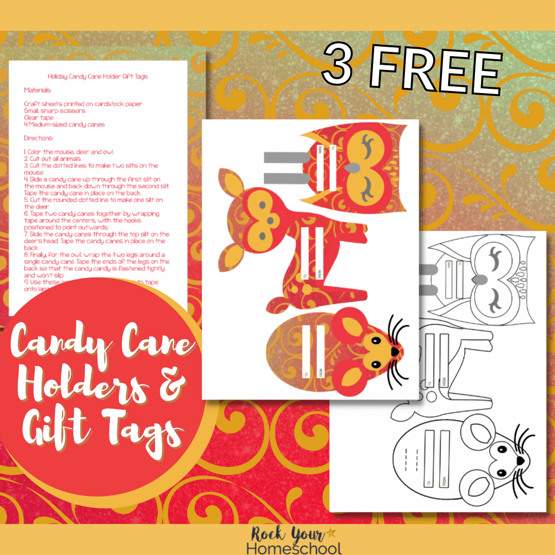 3 Free Printable Christmas Gift Tags With Candy Cane Holders with Free Printable Candy Cane Holder