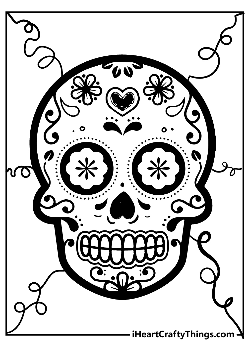 30 Sugar Skull Coloring Pages For Day Of The Dead in Sugar Skull Template Printable Free
