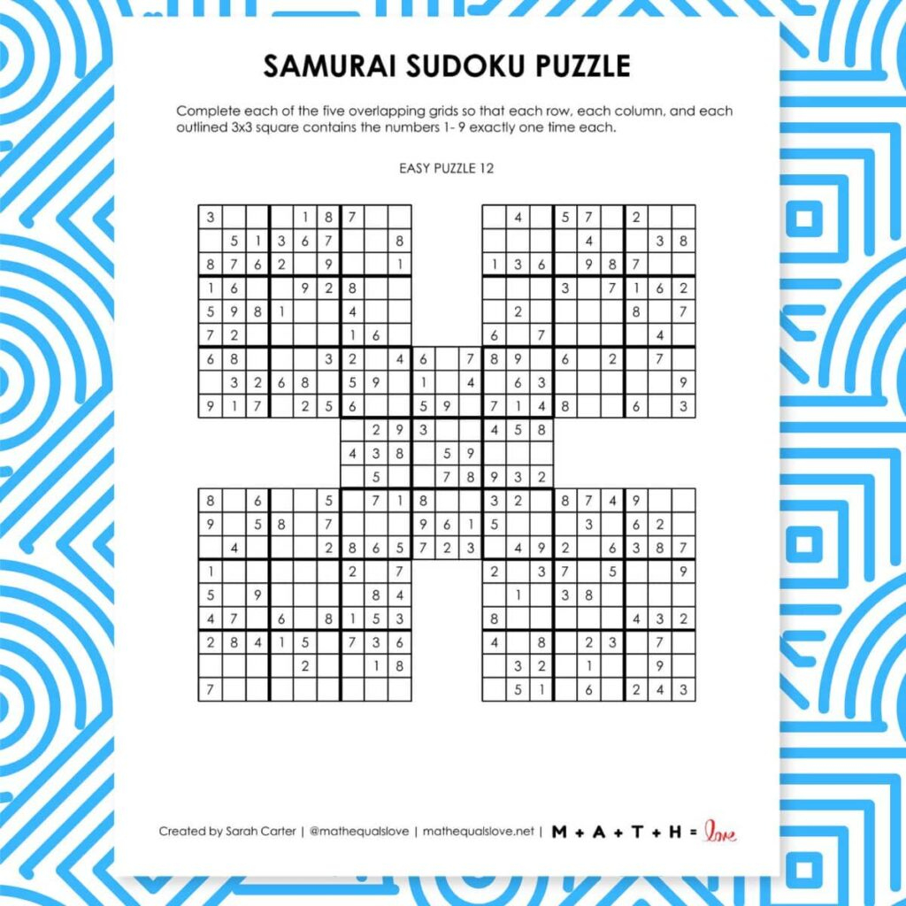 36 Free Samurai Sudoku Printable Puzzles (Pdf) in Free Printable Samurai Sudoku Puzzles