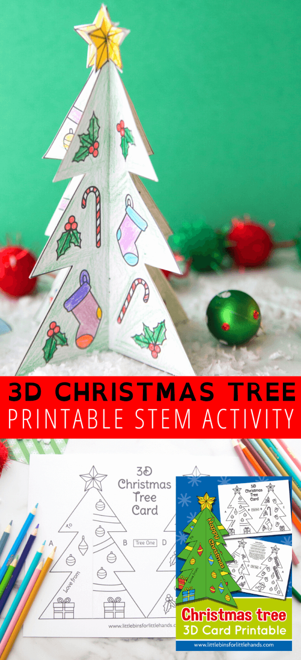 3D Christmas Tree Template - Little Bins For Little Hands within Printable 3d Paper Christmas Tree Template