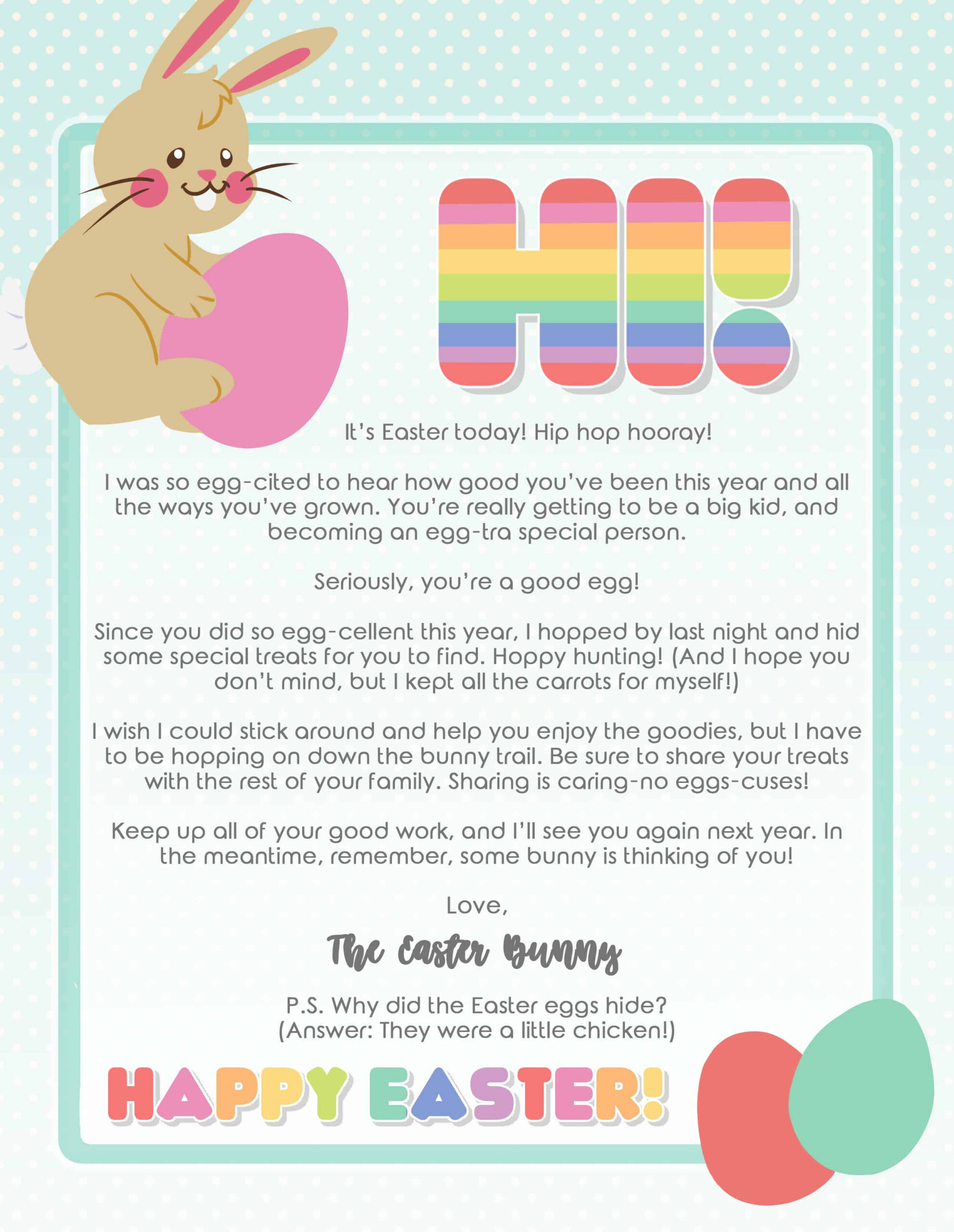 4 Free Printable Easter Bunny Letters pertaining to Printable Letter From Easter Bunny