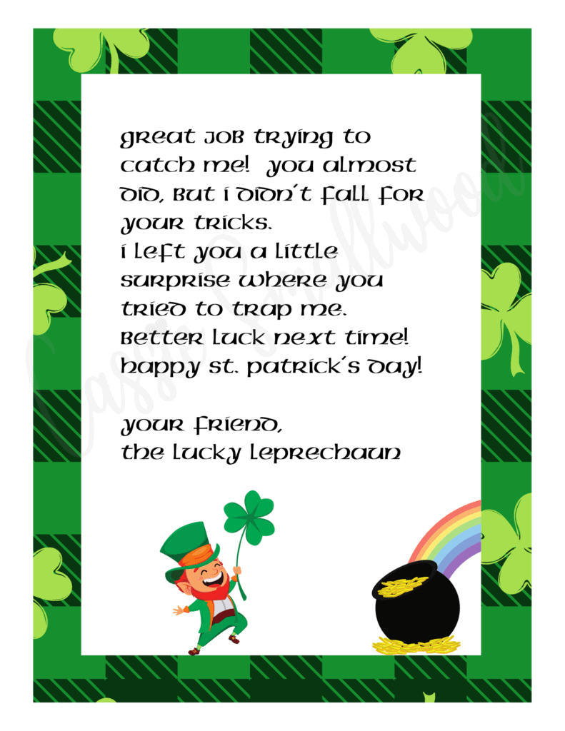 4 Funny Free Printable Leprechaun Letters And Notes - Cassie Smallwood with regard to Note From Leprechaun Free Printable