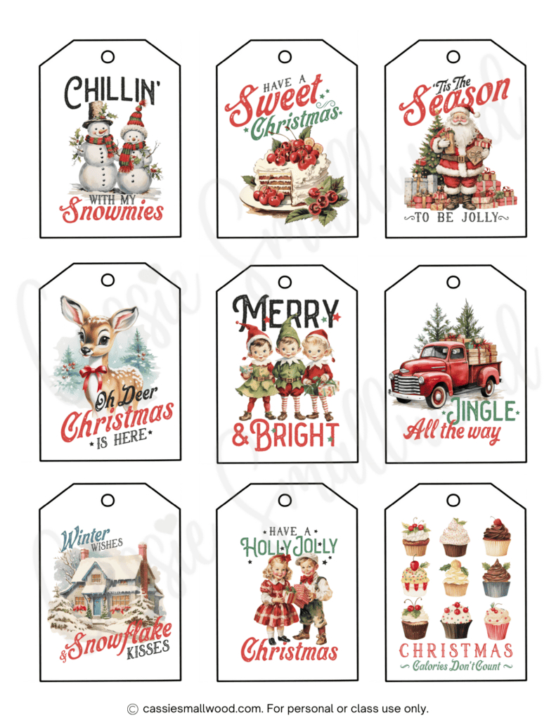 400+ Cutest Printable Christmas Tags (Free Pdf) - Cassie Smallwood intended for Free Vintage Christmas Tag Printables
