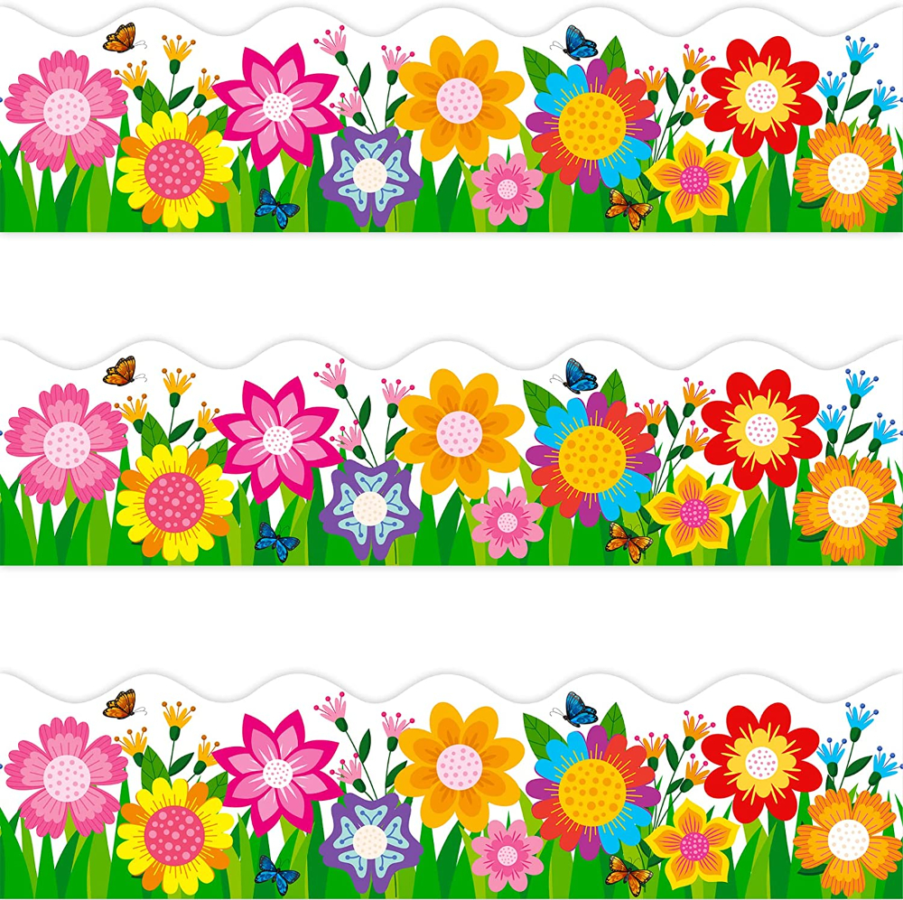 72 Feet Flower Die-Cut Bulletin Board Borders Trim For Classroom regarding Printable Flowers For Bulletin Board