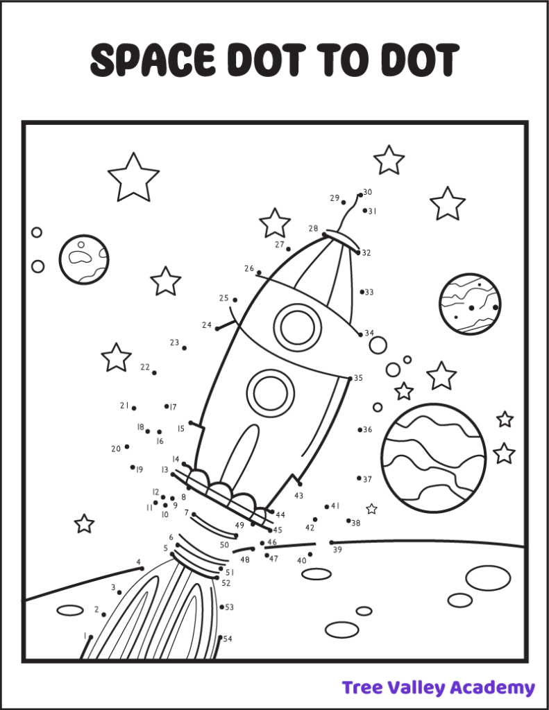 8 Space Dot To Dot Coloring Pages - Tree Valley Academy throughout Connect The Dots Printable