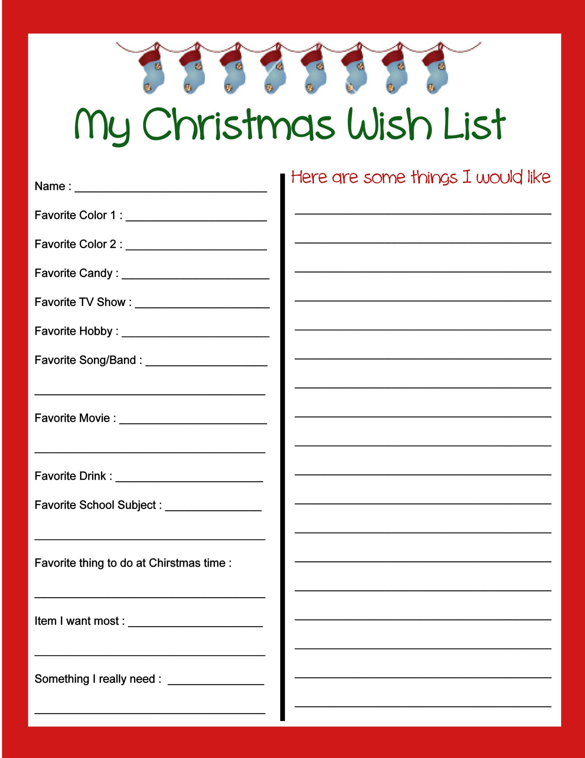 9 Best Christmas List Printable Ideas | Christmas List Printable in Printable My Christmas Wish List