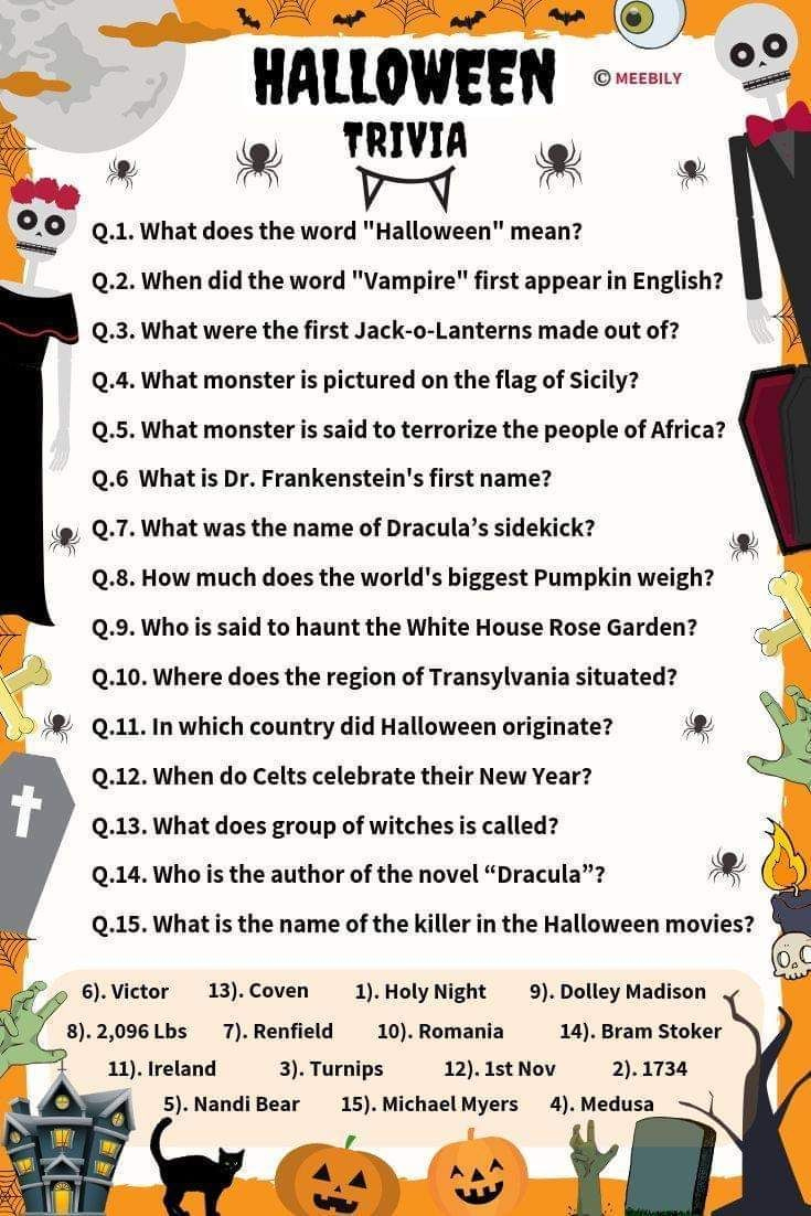 90+ Halloween Trivia Questions &amp;amp; Answers for Halloween Trivia Questions and Answers Printable