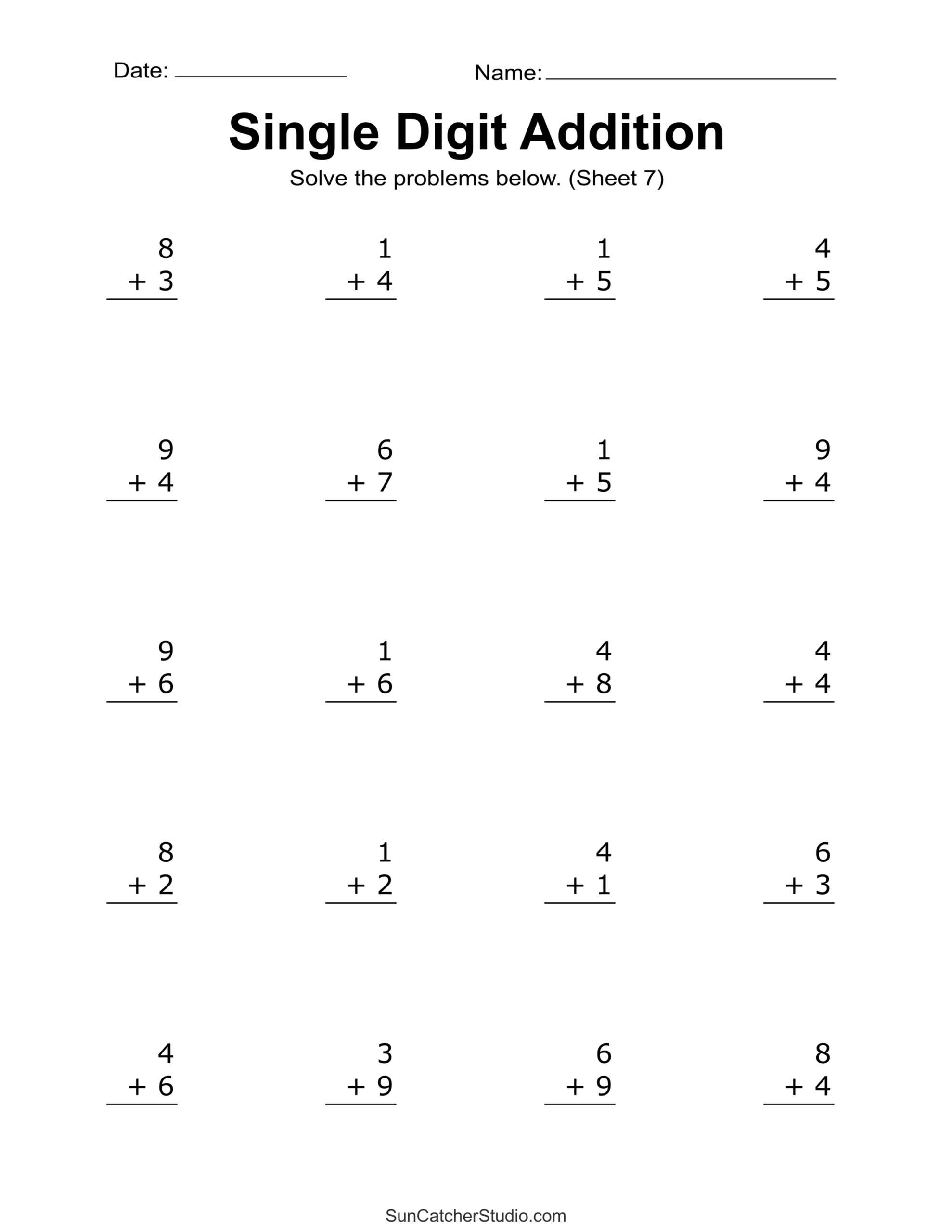 Addition Worksheets (Free Printable Easy Math Problems) – Free for Free Printable Addition Worksheets For Kindergarten
