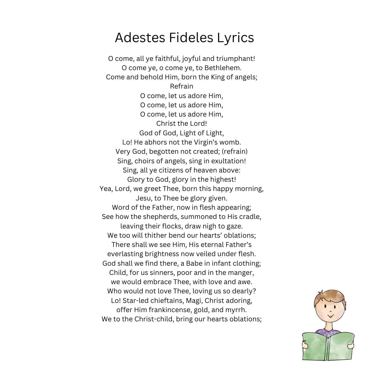 Adestes Fideles Printable Lyrics, Origins, And Video inside Lyrics To O Come All Ye Faithful Printable