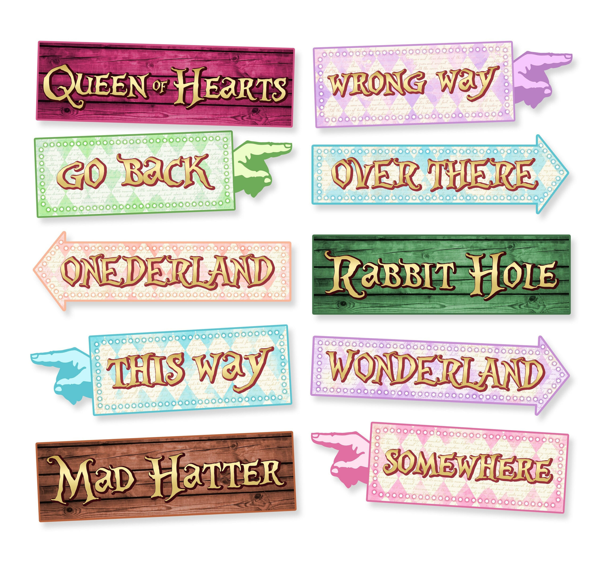 Alice In Wonderland Printable Signs, Instant Download, Onederland pertaining to Alice in Wonderland Signs Printable