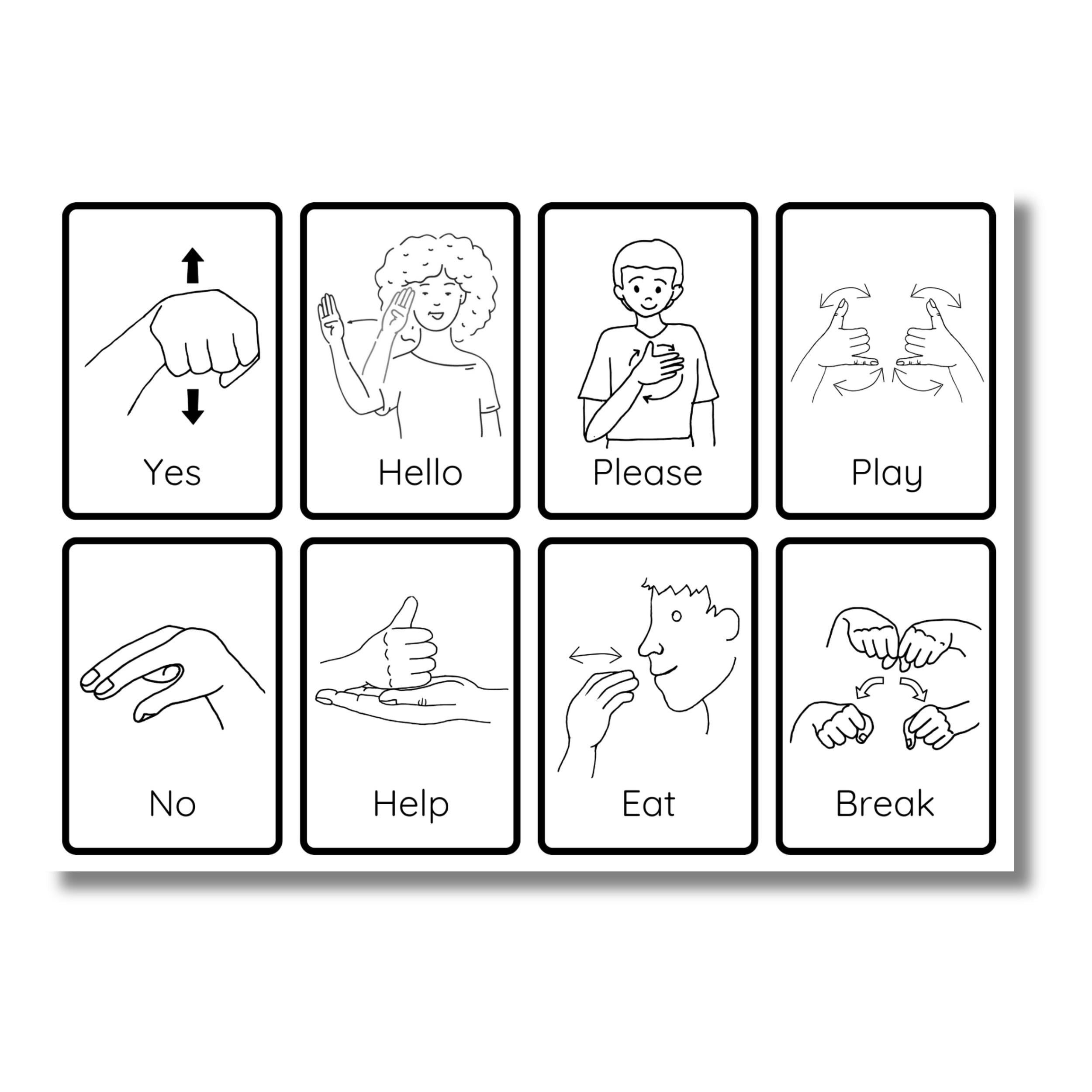 Asl Signs Flashcards - 40 Common Signs For Easy Asl Learning within Common Sign Language Signs Printable