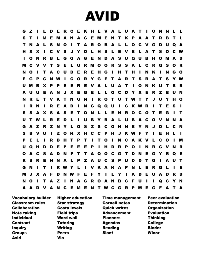 Avid Word Search - Wordmint with regard to Free Printable Word Searches For Middle School