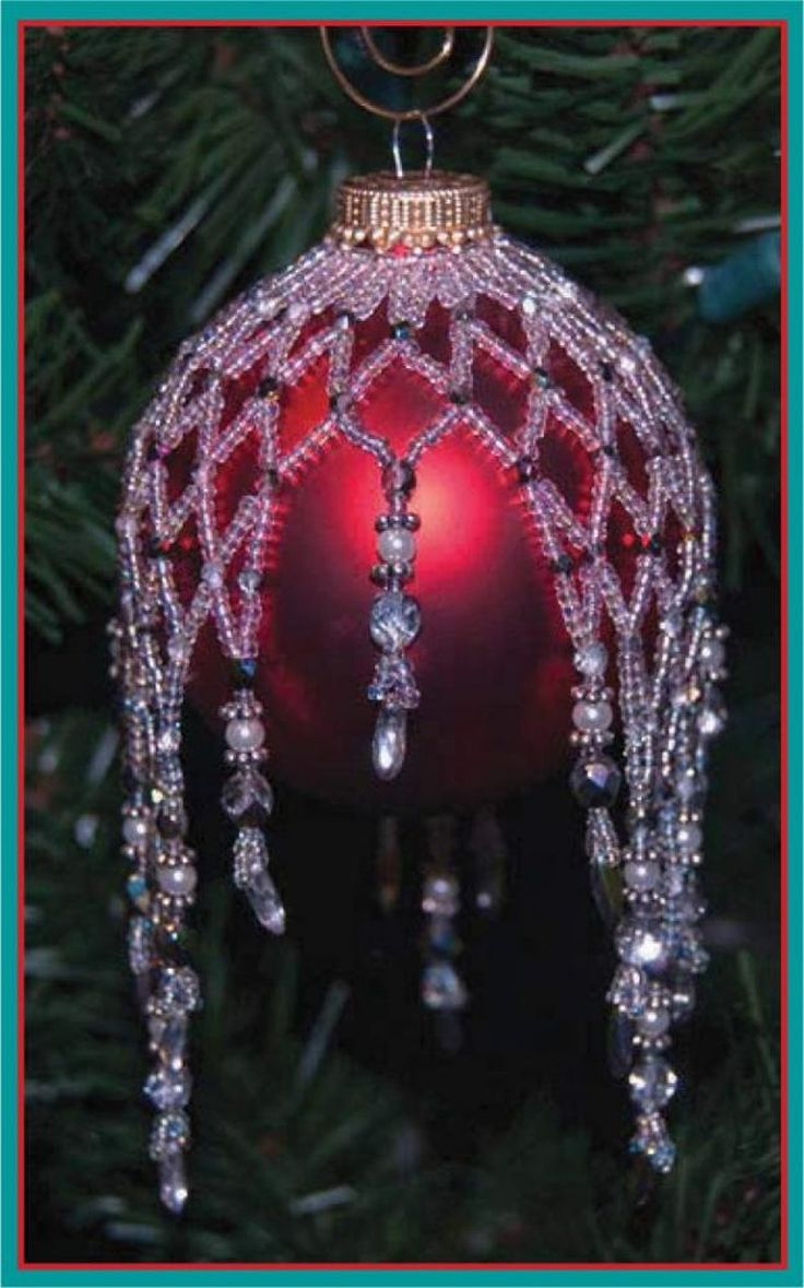 Beaded Christmas Ornament Cover Pattern: Sparkling Bauble Tutorial in Printable Free Beaded Christmas Ornament Cover Patterns