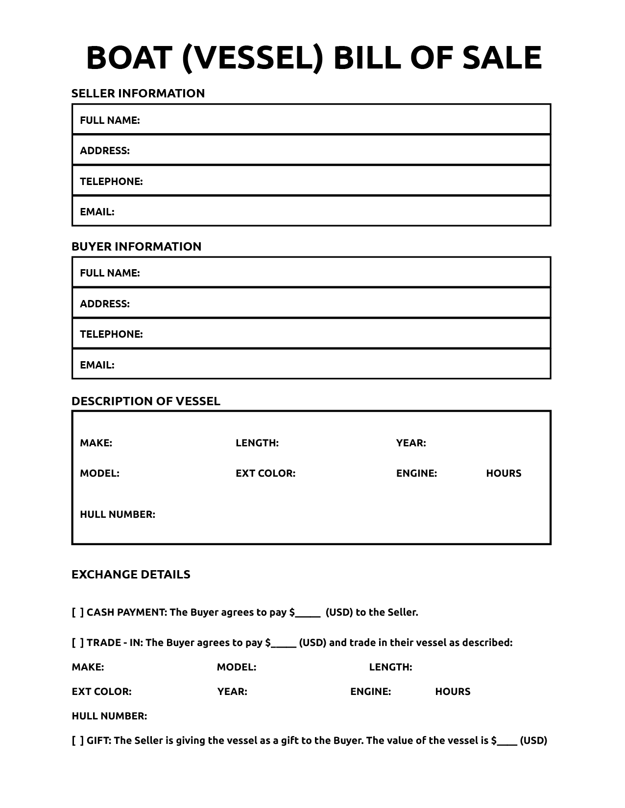 Bill Of Sale For Boat - World Of Printables within Printable Boat Bill of Sale