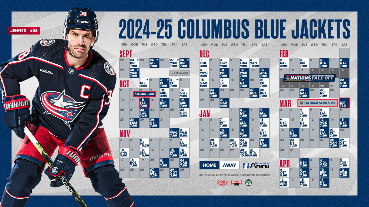 Blue Jackets Announce 2024-25 Regular Season Schedule | Columbus regarding Columbus Blue Jackets Printable Schedule