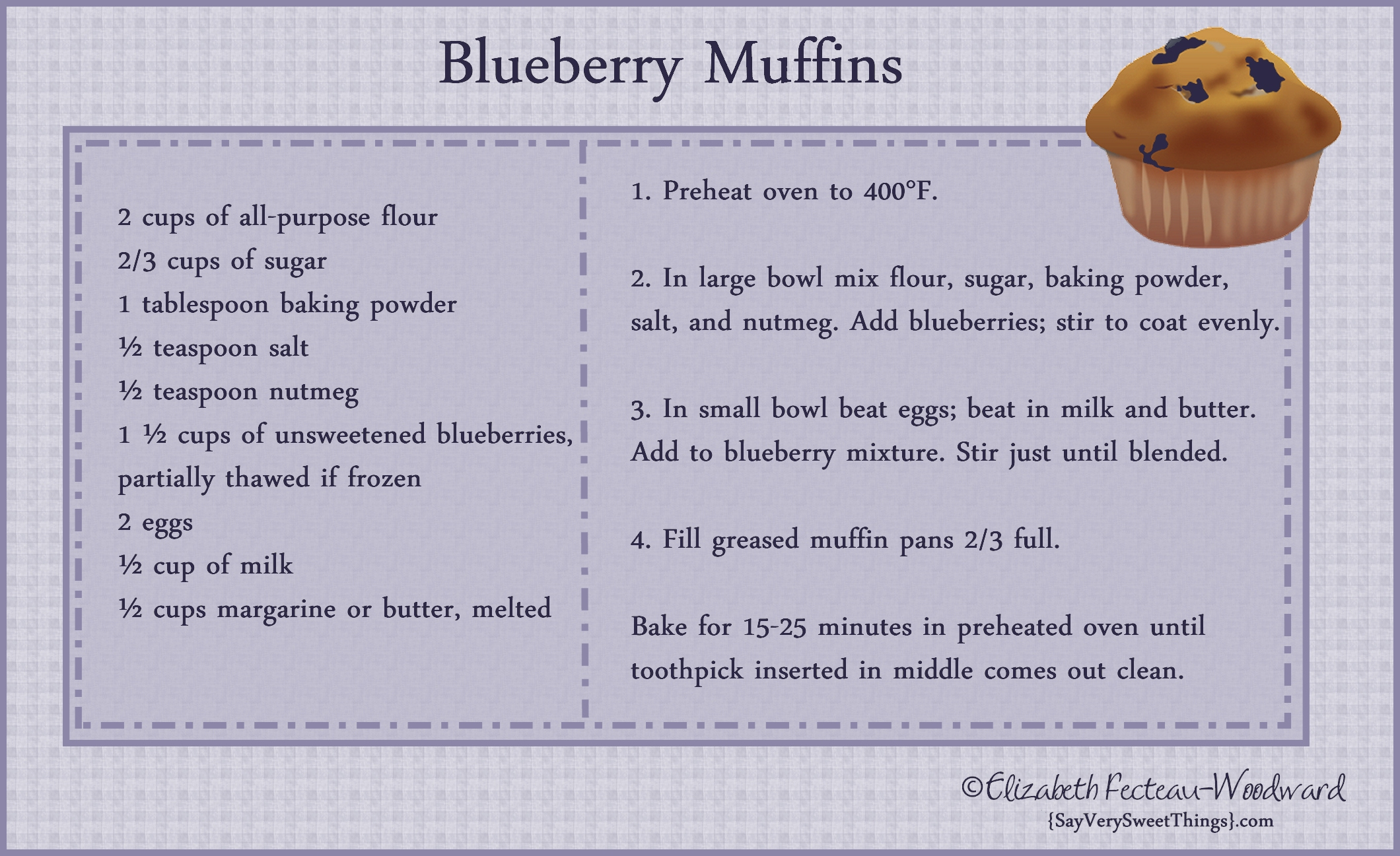 Blueberry Muffins | Say Very Sweet Things - Worksheets Library regarding Printable Step By Step Muffin Recipe