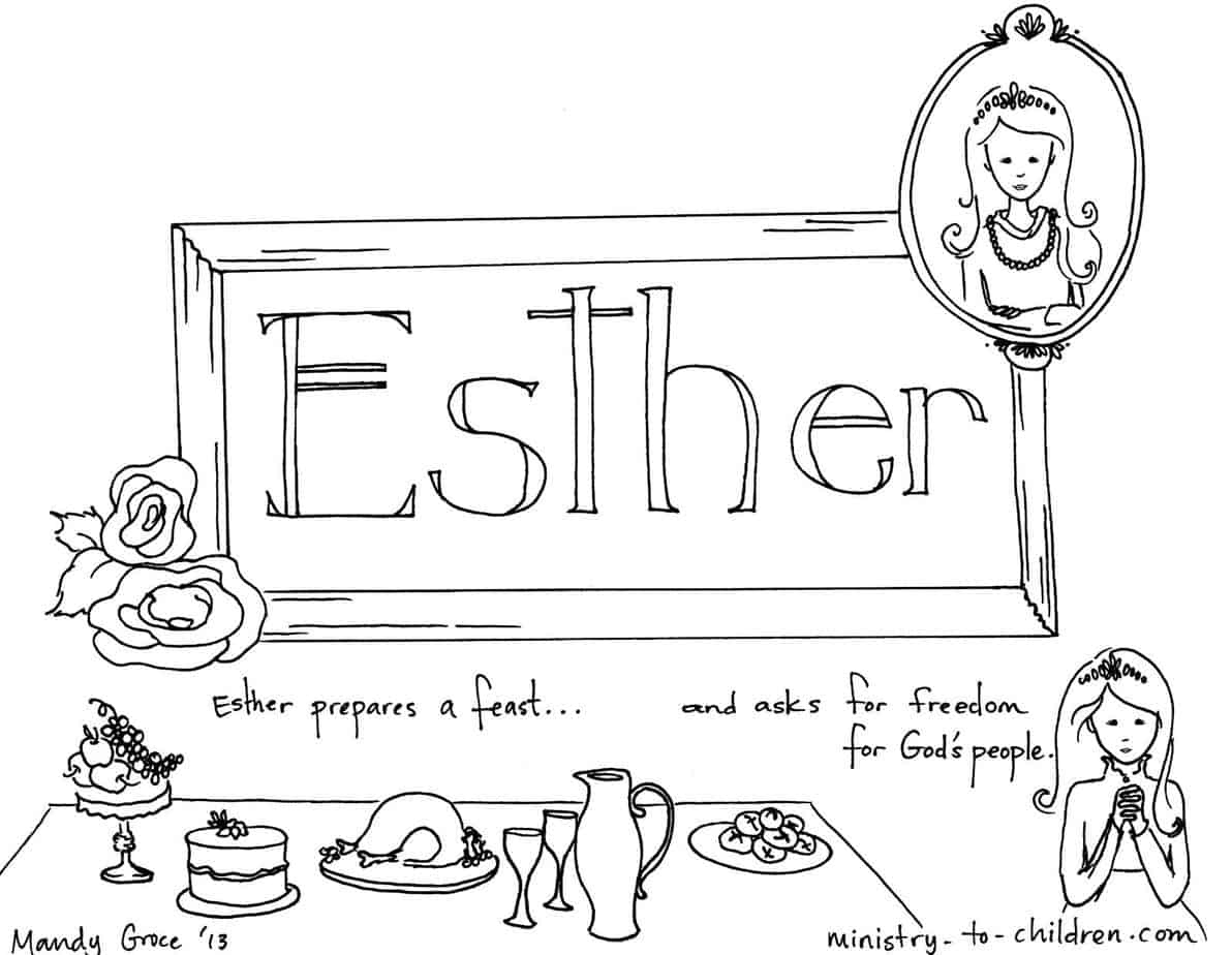 Book Of Esther" Bible Coloring Page with Free Printable Esther Bible Study