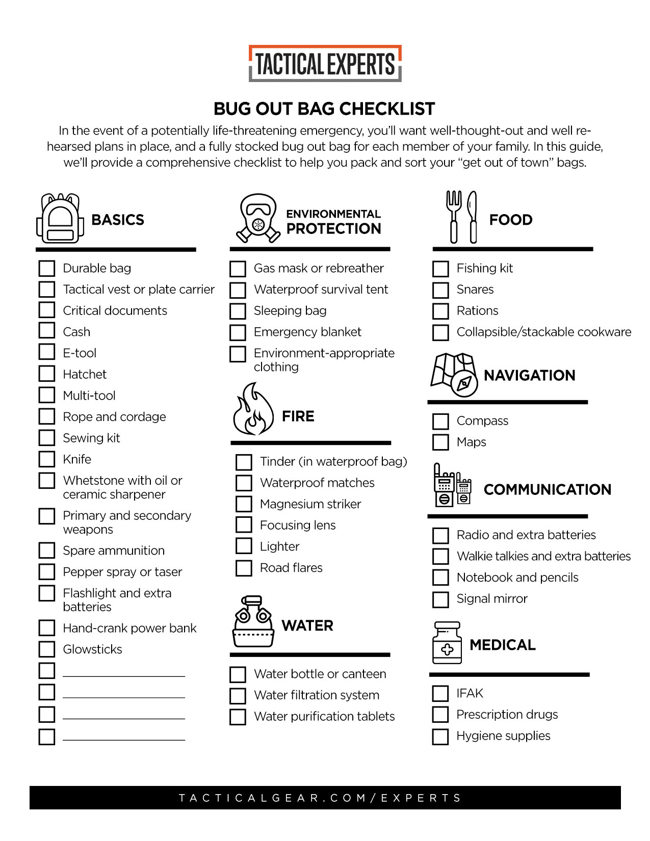 Bug Out Bag Checklist: The Essential Guide To Bugging Out with Bug Out Bag Checklist Printable