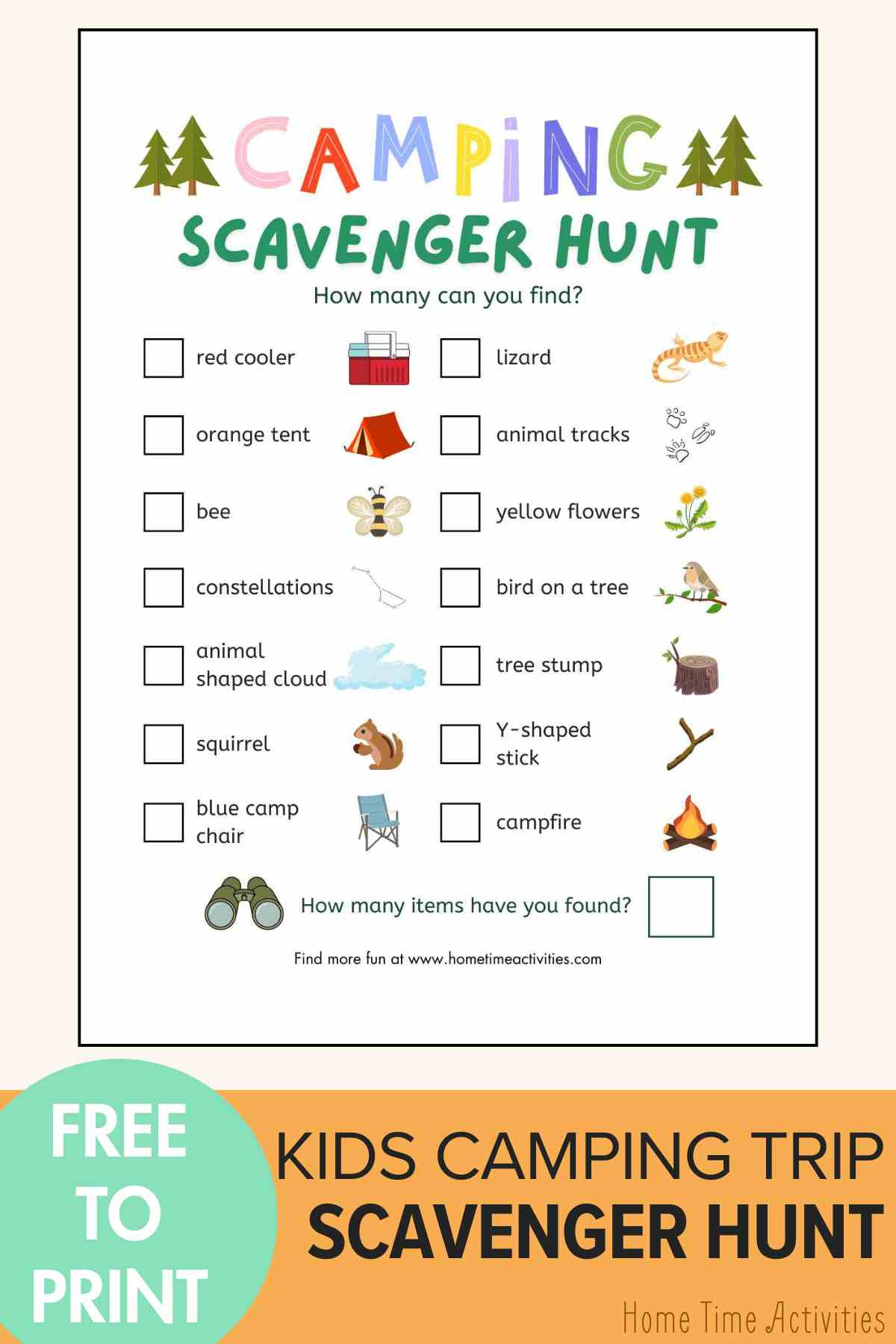 Camping Scavenger Hunt - Free Printable | Home Time Activities within Free Printable Camping Scavenger Hunt