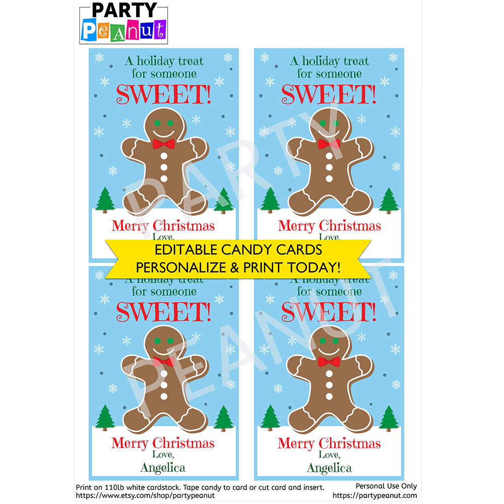 Candy Cane Holder Tags Gingerbread Man - Party Peanut in Free Printable Candy Cane Holder