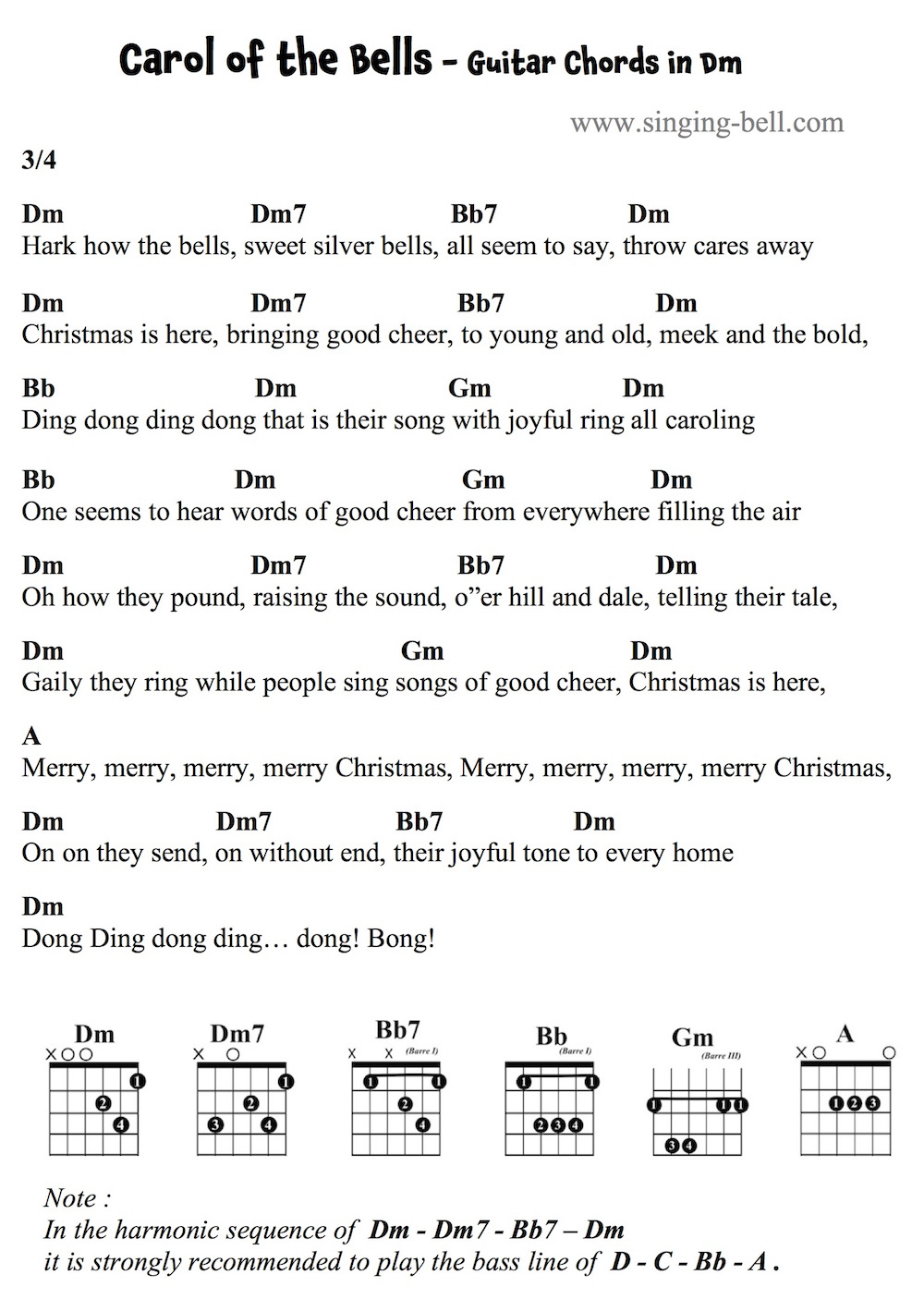 Carol Of The Bells Guitar Chords Tabs Sheet Music Pdf Free regarding Printable Carol of the Bells Lyrics