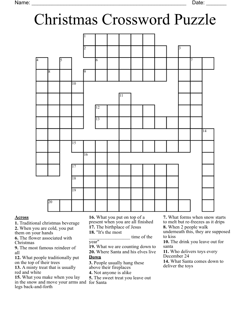 Christmas Crossword Puzzle - Wordmint for Christmas Crossword Puzzles Free Printable