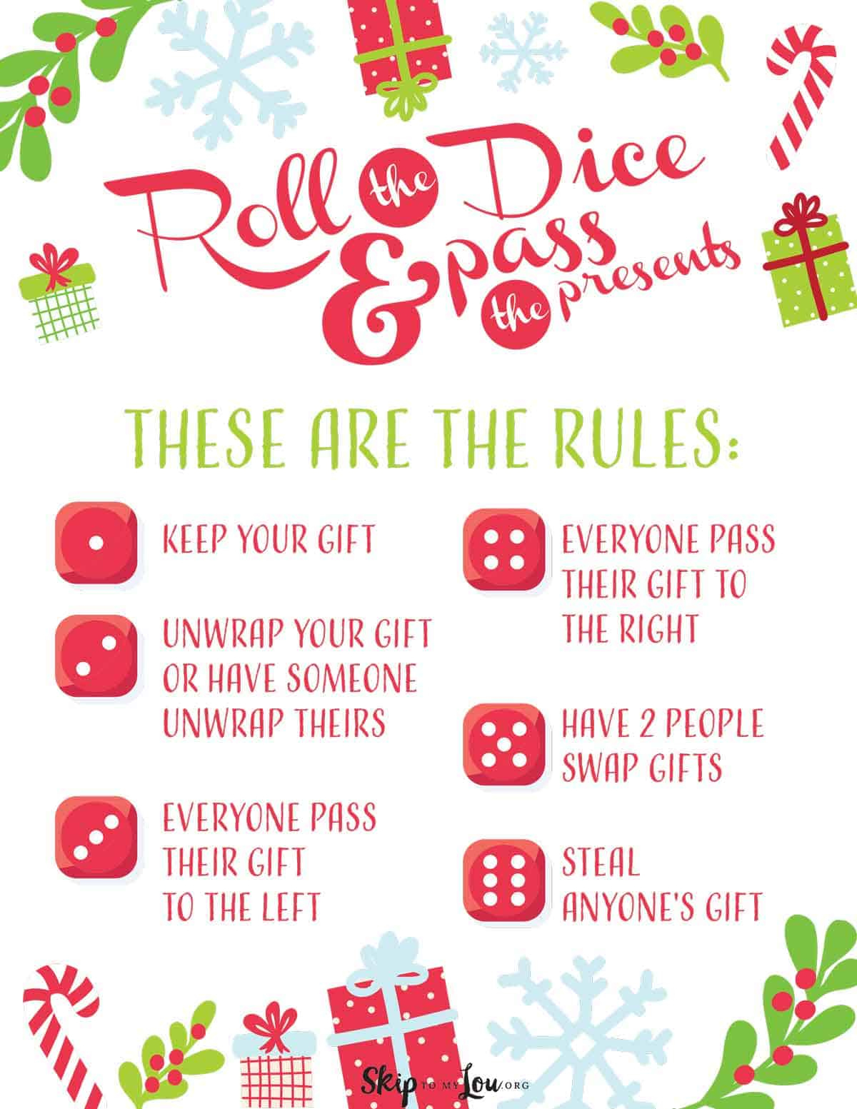 Christmas Dice Game For A Fun Gift Exchange | Skip To My Lou in Free Printable Christmas Gift Exchange Games