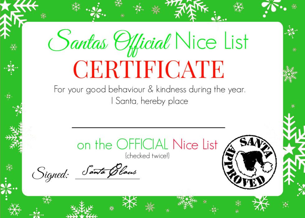 Christmas Nice List Certificate - Free Printable! - Super Busy Mum with regard to Free Printable Good List Certificate From Santa