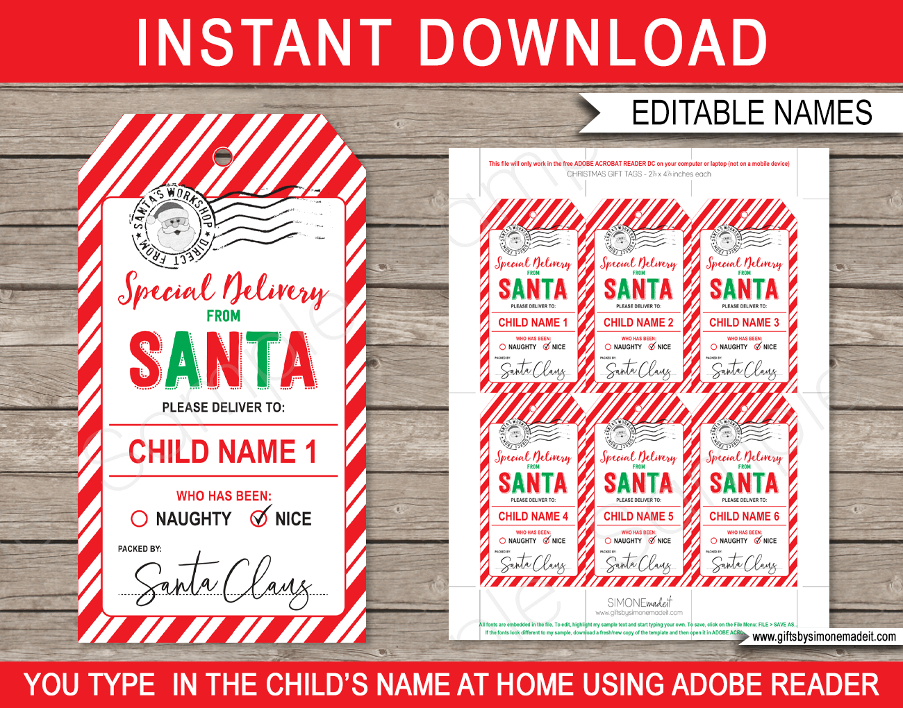 Christmas Santa Gift Tags - Red &amp;amp; Green inside Santa Gift Tags Printable Free