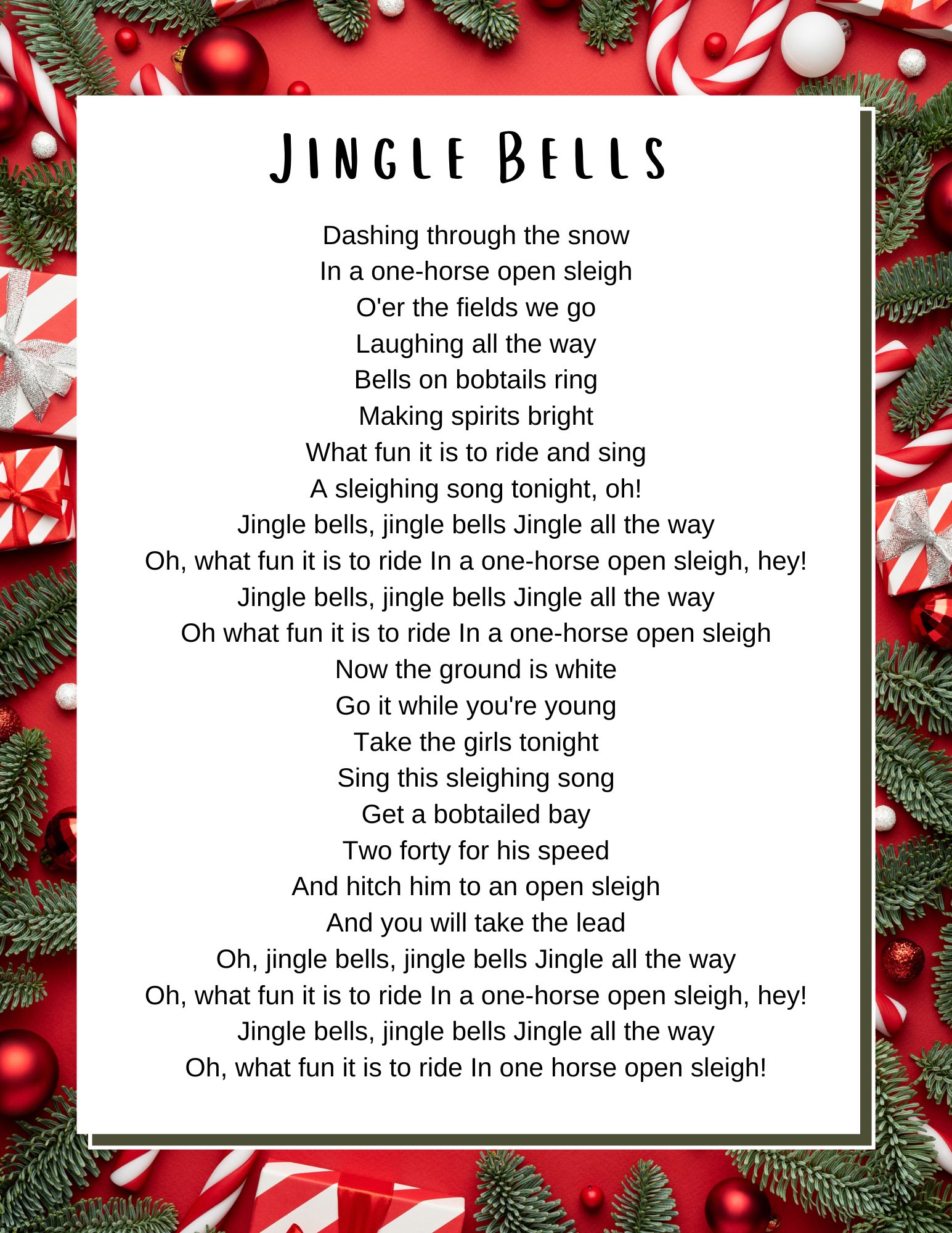 Christmas Songs Lyrics - Lyrics To Popular Christmas Carols pertaining to Free Printable Lyrics Christmas Songs