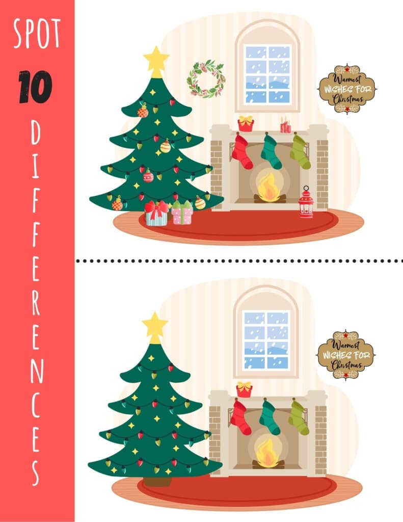 Christmas Spot The Difference - Free Printable! - Kids Activity Zone inside Christmas Spot the Difference Printable