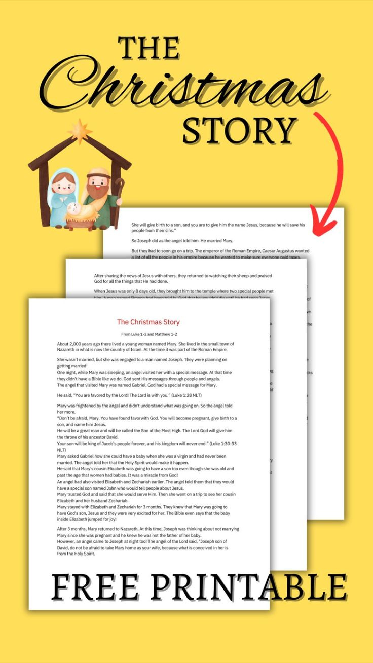 Christmas Story Of Jesus For Kids + Free Printable inside Printable Christmas Story From The Bible