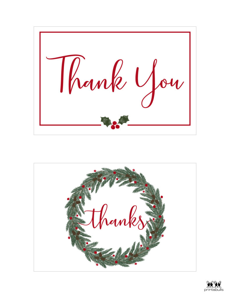 Christmas Thank You Cards - 25 Free Printable Cards | Printabulls for Xmas Thank You Cards Printable