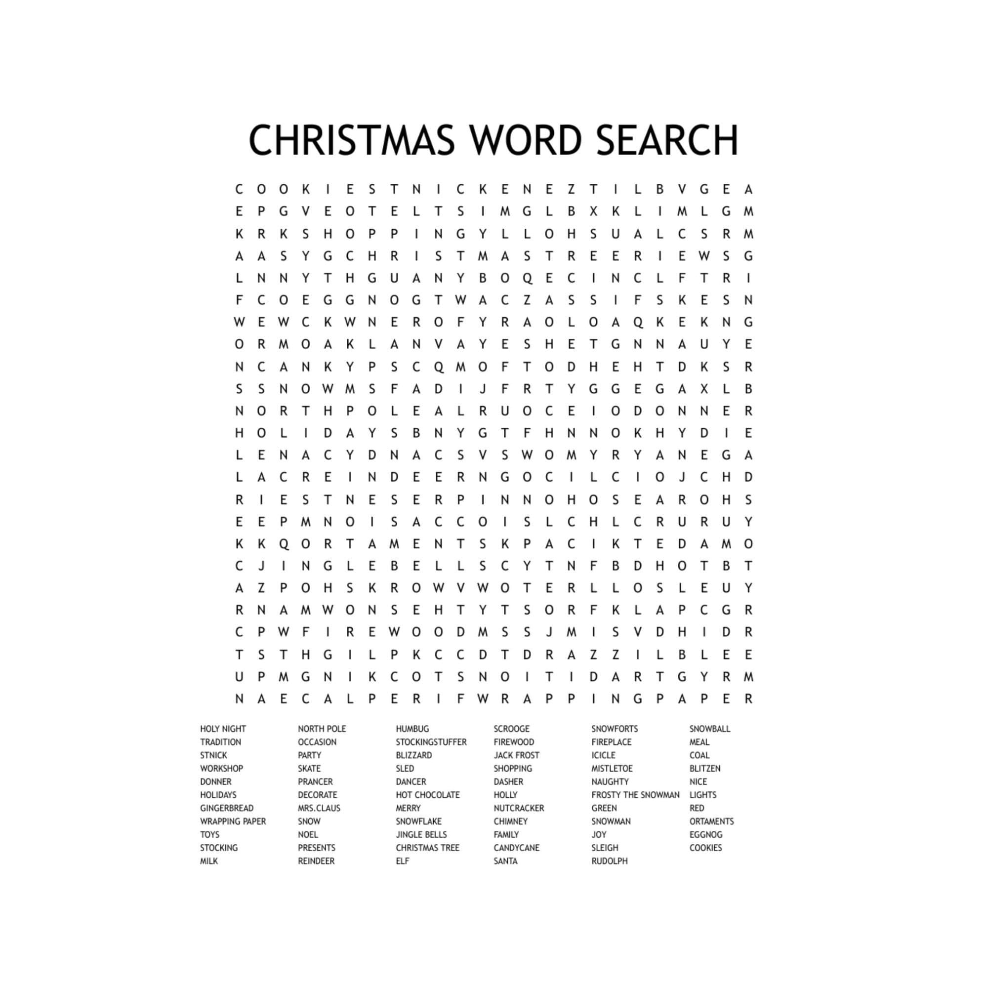 Christmas Word Search Printable Download | Pdf Instant Digital with regard to Printable Hard Christmas Word Search