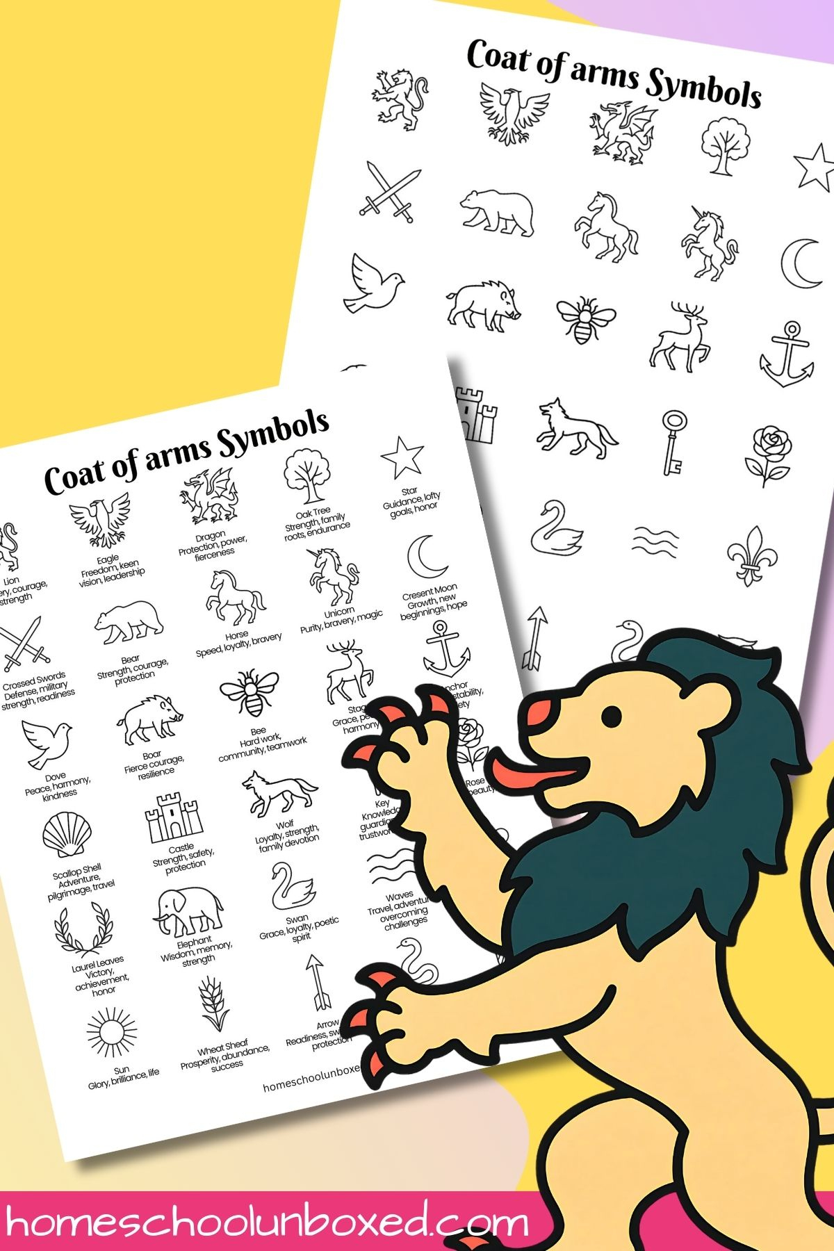 Coat Of Arms Symbols And Their Meanings (Free Printable) inside Coat of Arms Symbols Printable